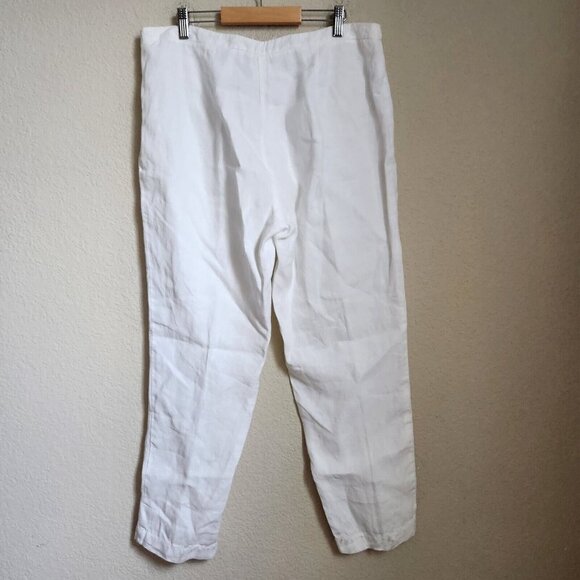 Eileen Fisher 100% Linen White Wide Leg Pants Women Medium Side Zip 34x27" - Picture 4 of 16